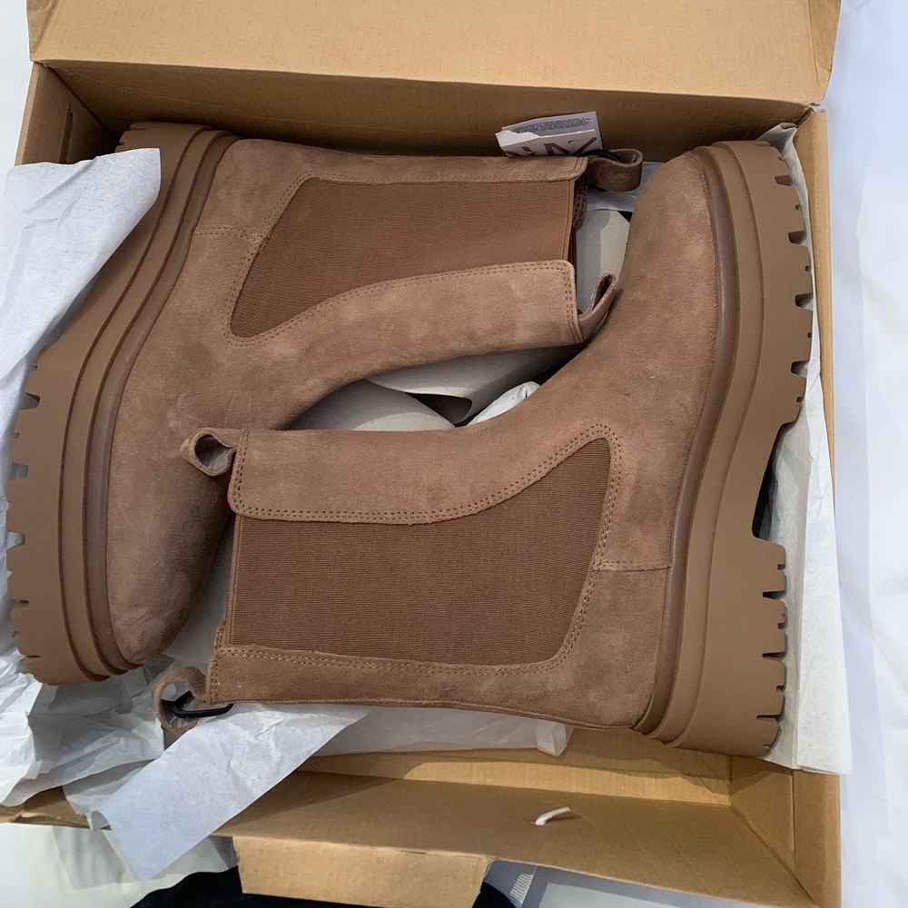 Zara brown suede chunky boots